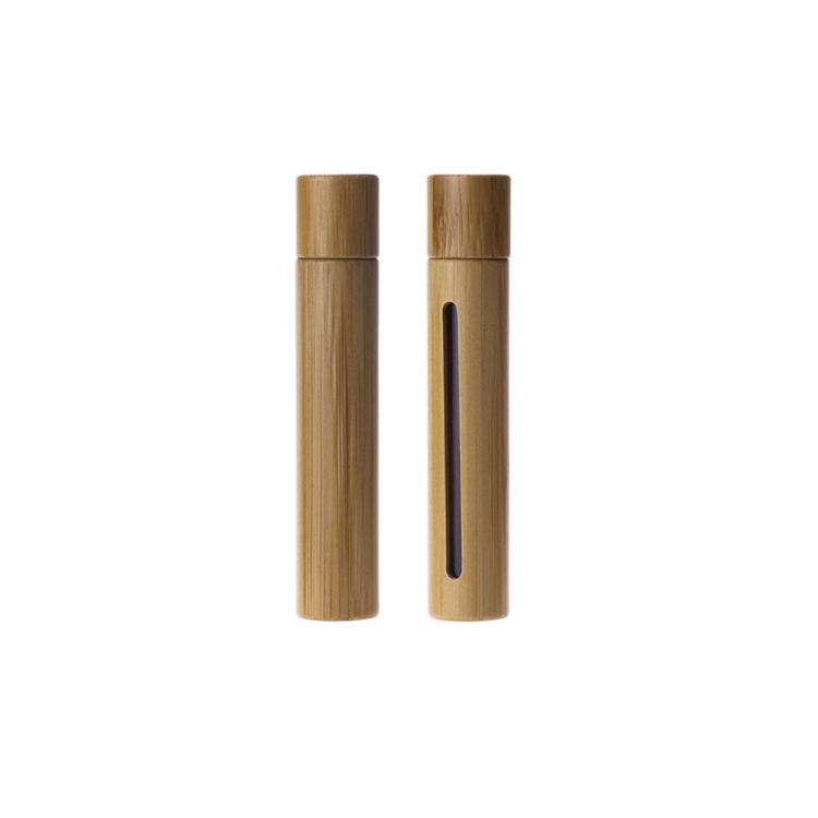 Natural 5ml 10ml 15ml bamboo roll on bottle cosmetic oil real bamboo glass roller bottle with bamboo cap metal roller ball
