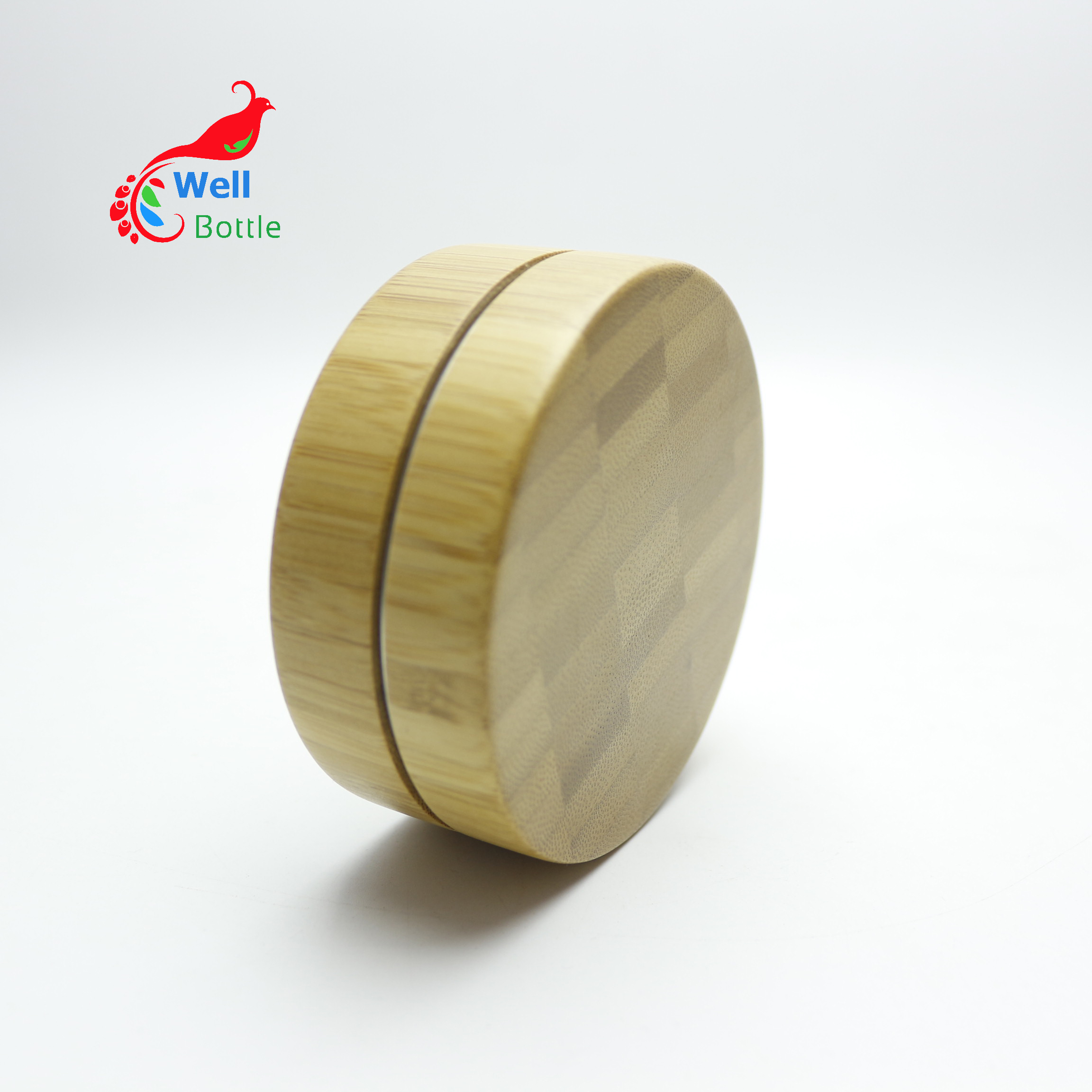 Natural Bamboo Container wooden cosmetic pot cream jar inner metal aluminum BP155E