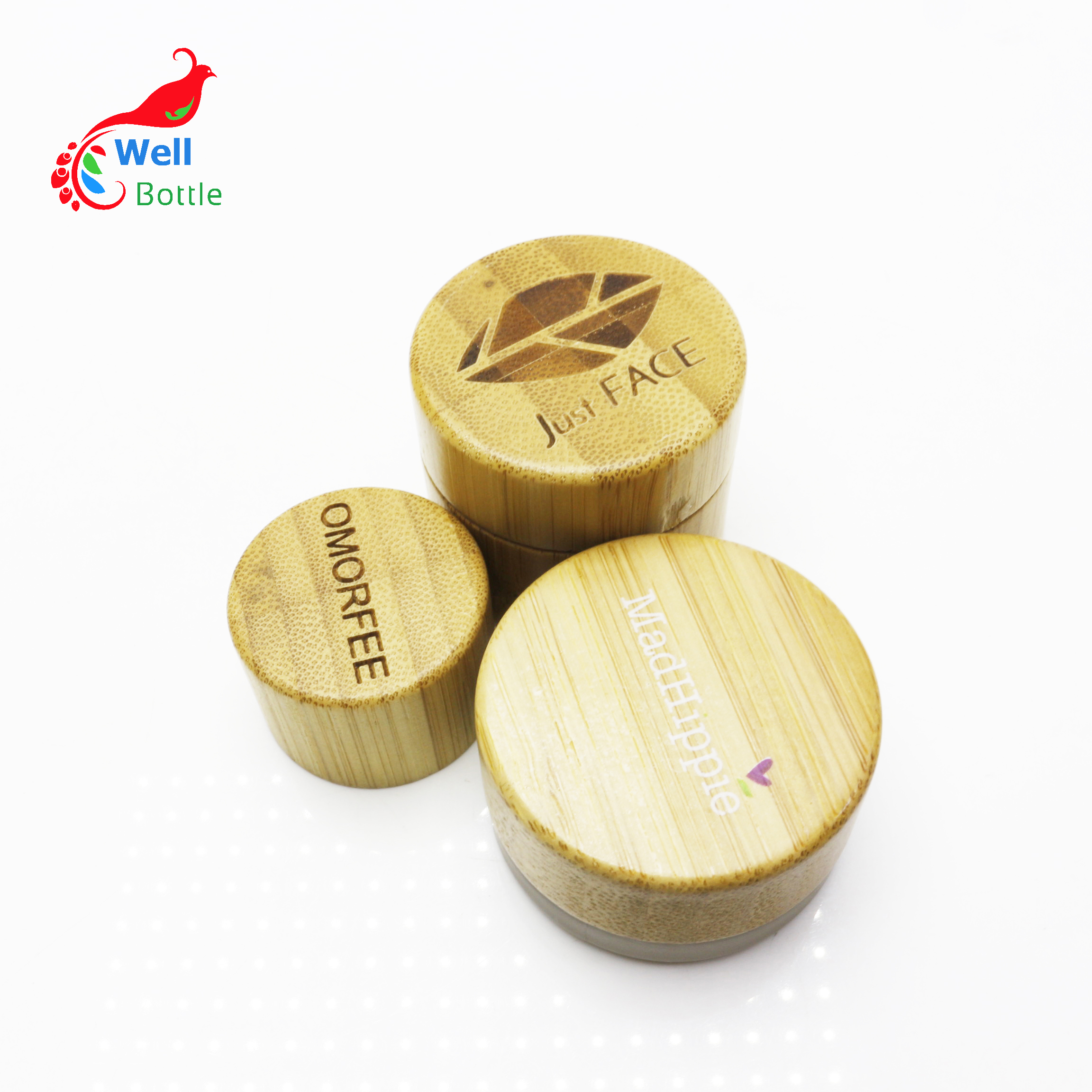 Natural Bamboo Container wooden cosmetic pot cream jar inner metal aluminum BP155E