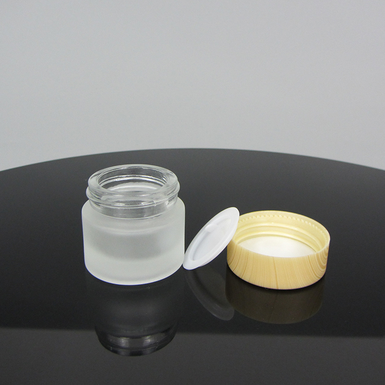 Natural Bamboo Lid Design 5g Mini Cosmetic Packaging Body Frosted Glass Cream Jar