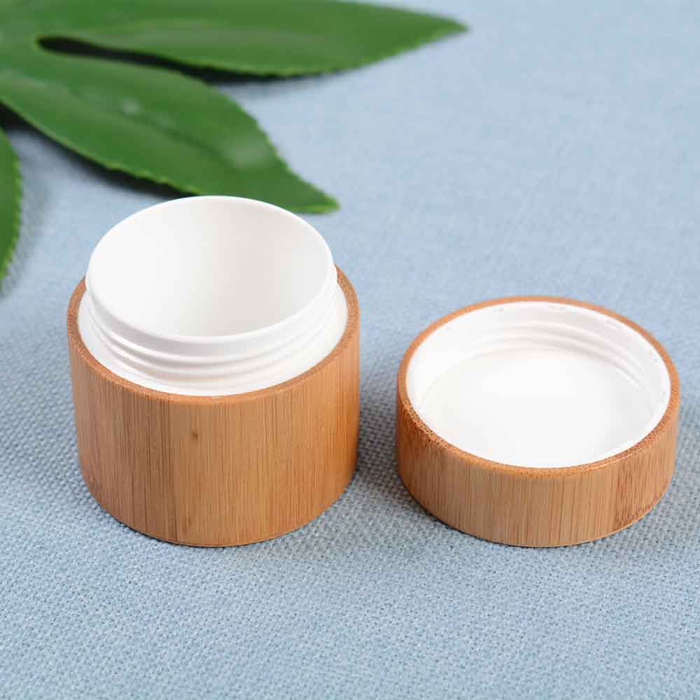 Natural Bamboo Refillable Bottle 5g 10g 15g 20g 30g Cosmetics Jar Box Makeup Cream Storage Pot Container Round Bottle Portable