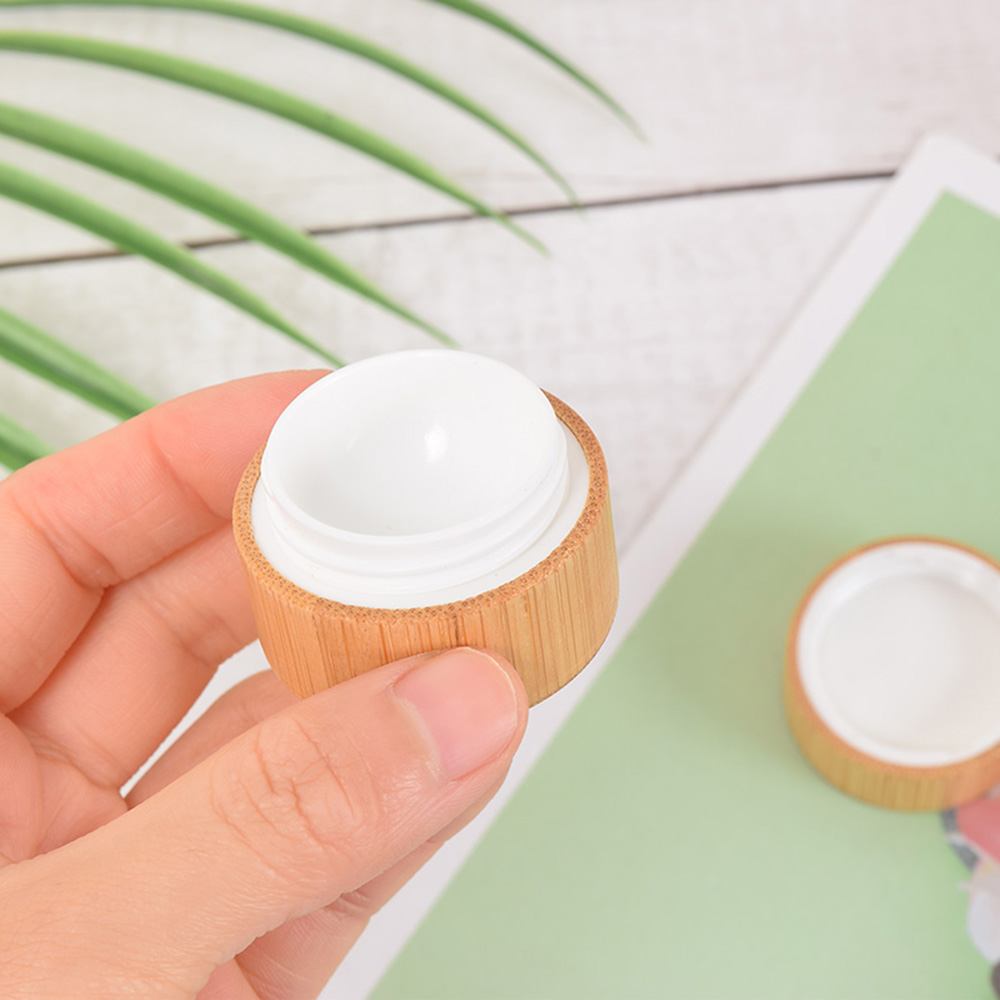 Natural Bamboo Refillable Bottle 5g 10g 15g 20g 30g Cosmetics Jar Box Makeup Cream Storage Pot Container Round Bottle Portable