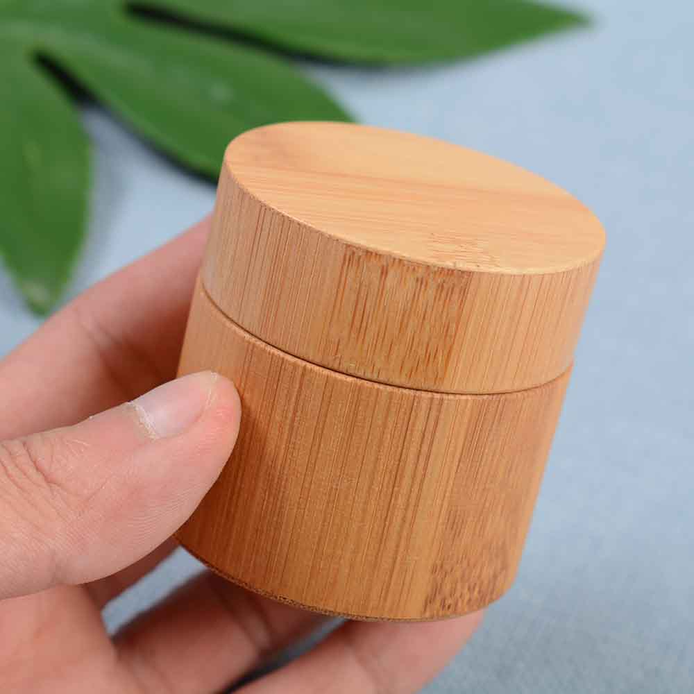 Natural Bamboo Refillable Bottle 5g 10g 15g 20g 30g Cosmetics Jar Box Makeup Cream Storage Pot Container Round Bottle Portable