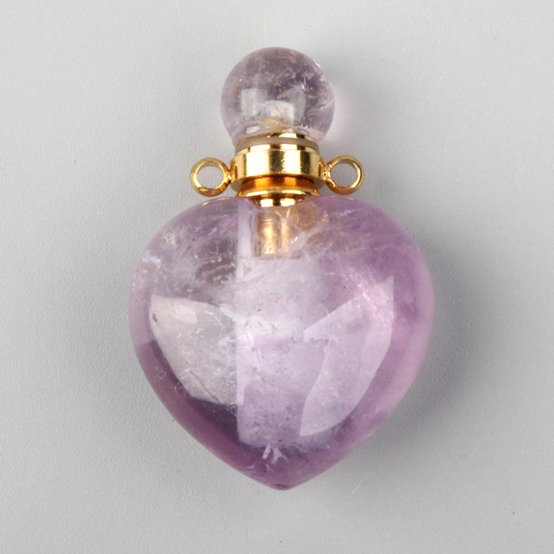 Natural High Quality Gemstone Perfume Essential Oil heart Bottles Crystal Perfume Bottle