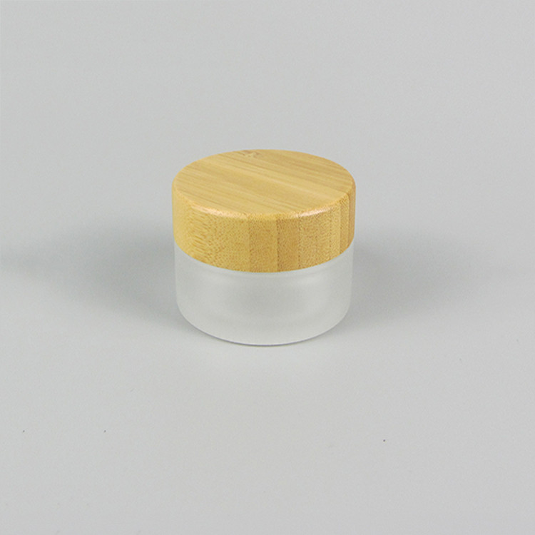 Natural Packaging Skin Care Empty 50g Frosted Glass Cosmetic Jar With Bamboo Lid