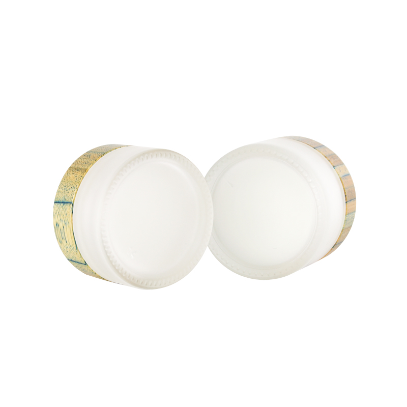 Natural bamboo color transparent in frosted finish glass jar