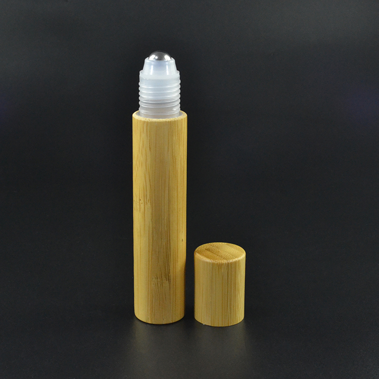 Natural bamboo roll on bottle for cosmetic eye cream and essential oil