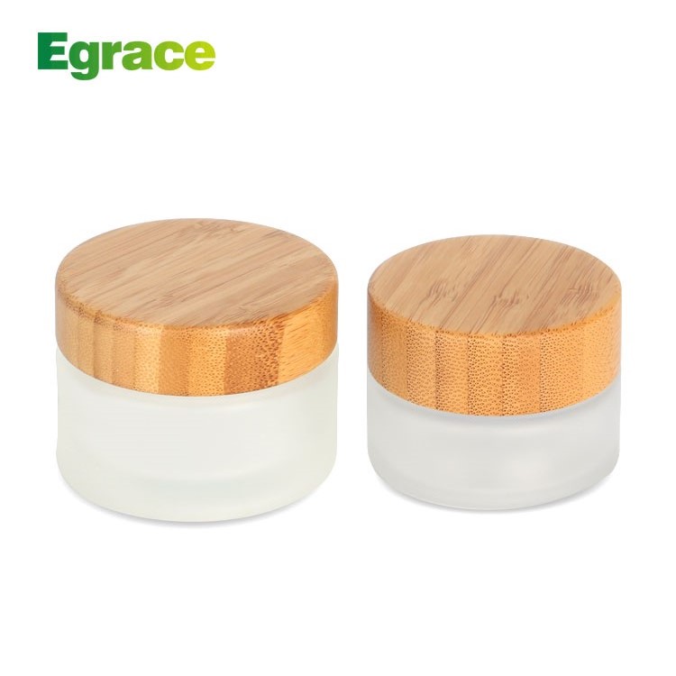 Natural cosmetic container Bamboo cosmetic jar with PP Inner and glass jar with bamboo lid 5g 15g 30g 50g 100g 150g 250g