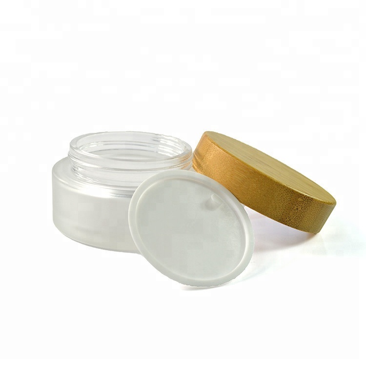Natural cosmetic container Bamboo cosmetic jar with PP Inner and glass jar with bamboo lid 5g 15g 30g 50g 100g 150g 250g