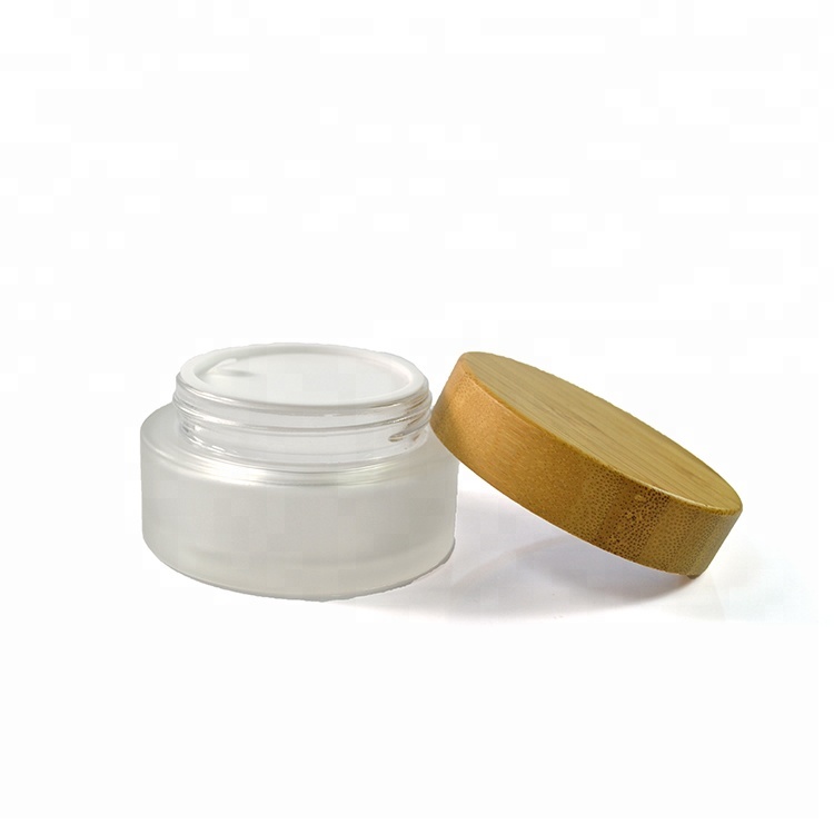 Natural cosmetic container Bamboo cosmetic jar with PP Inner and glass jar with bamboo lid 5g 15g 30g 50g 100g 150g 250g