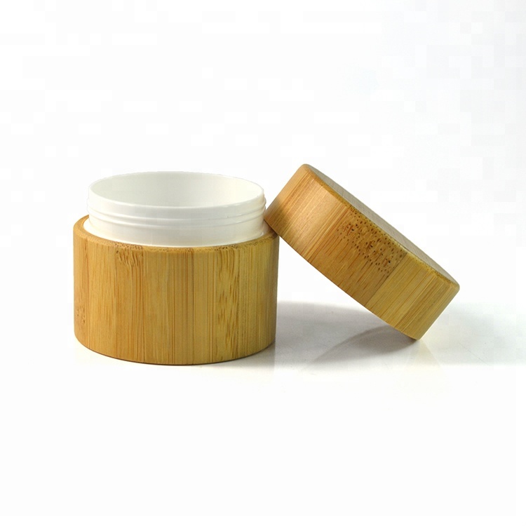 Natural cosmetic container Bamboo cosmetic jar with PP Inner and glass jar with bamboo lid 5g 15g 30g 50g 100g 150g 250g