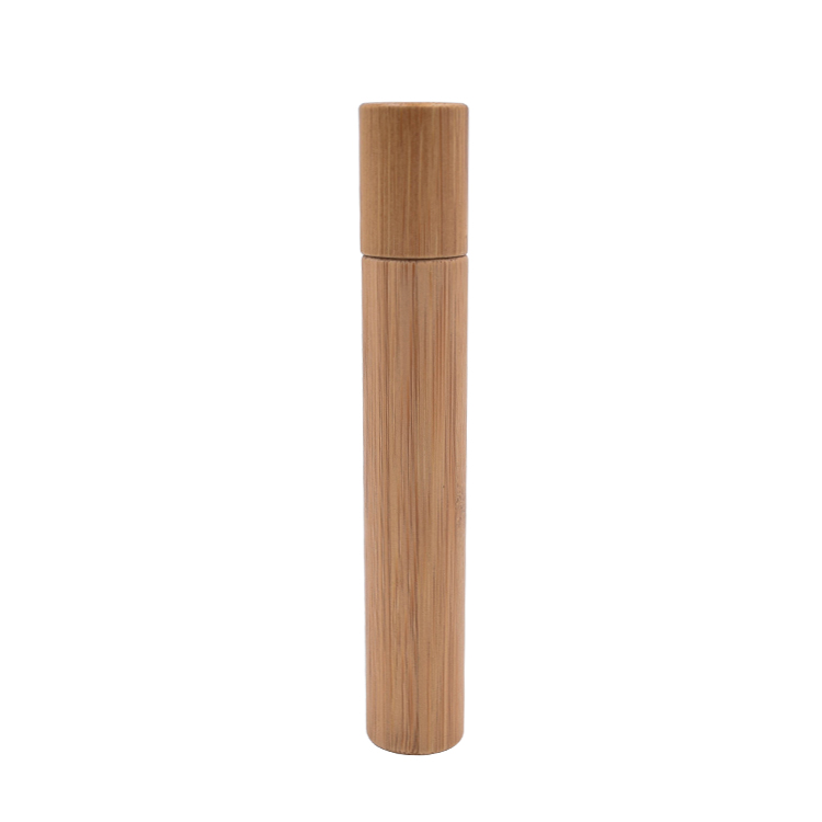 Natural cosmetic package 10ml 15ml round real bamboo roll on bottle in stock