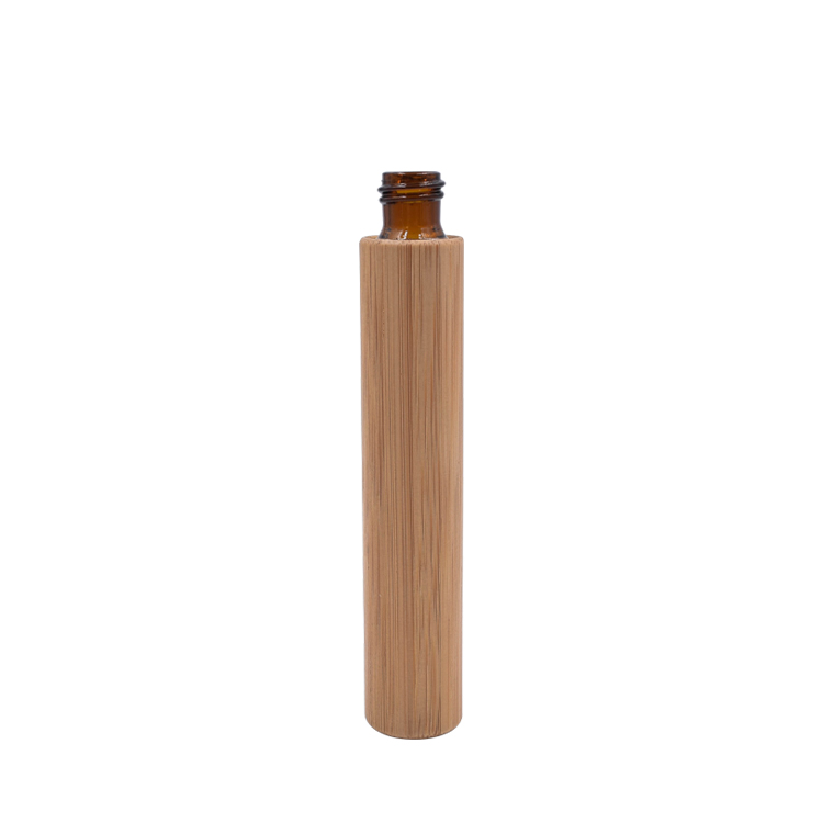 Natural cosmetic package 10ml 15ml round real bamboo roll on bottle in stock