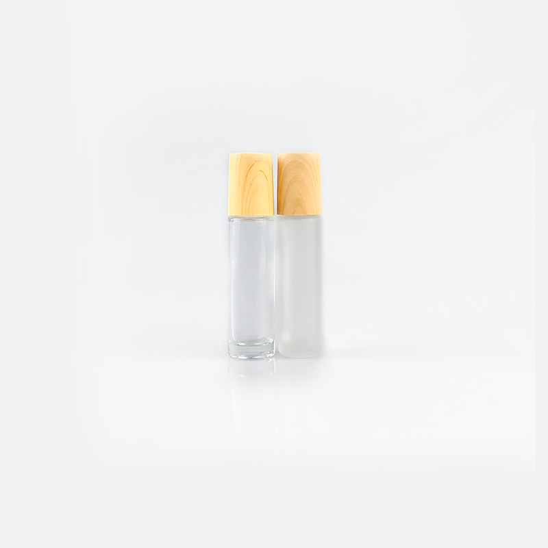 Natural empty perfume glass roll on bottle 10ml with bamboo lid