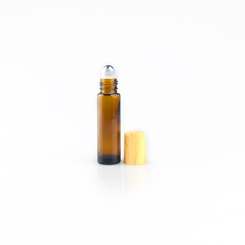 Natural empty perfume glass roll on bottle 10ml with bamboo lid