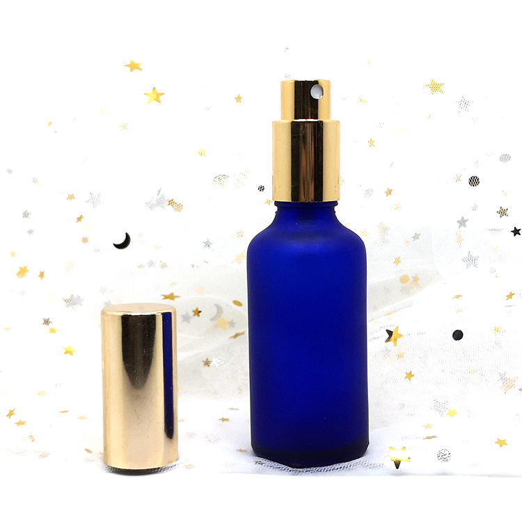 Natural glass blue frosted essential oil 50 ml glass spray bottle