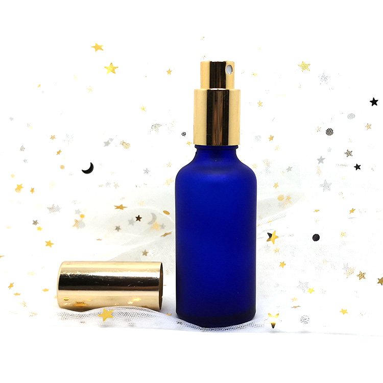Natural glass blue frosted essential oil 50 ml glass spray bottle