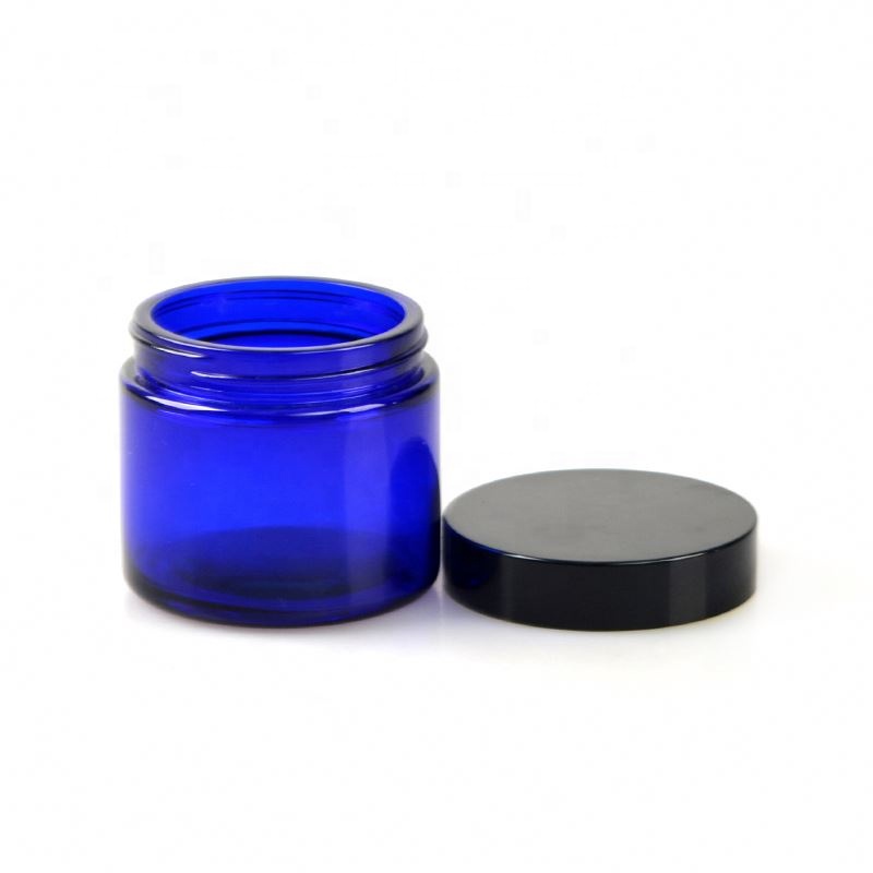 Natural glass material blue color Latest Design Blue Cosmetic pump bottle