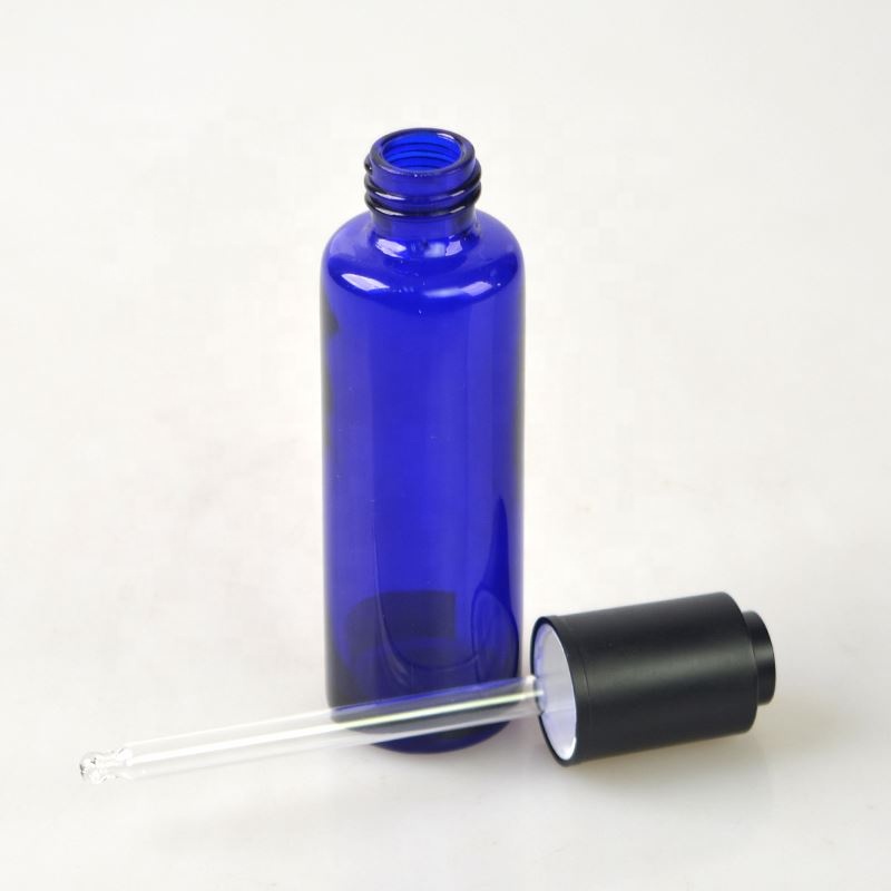 Natural glass material blue color Latest Design Blue Cosmetic pump bottle