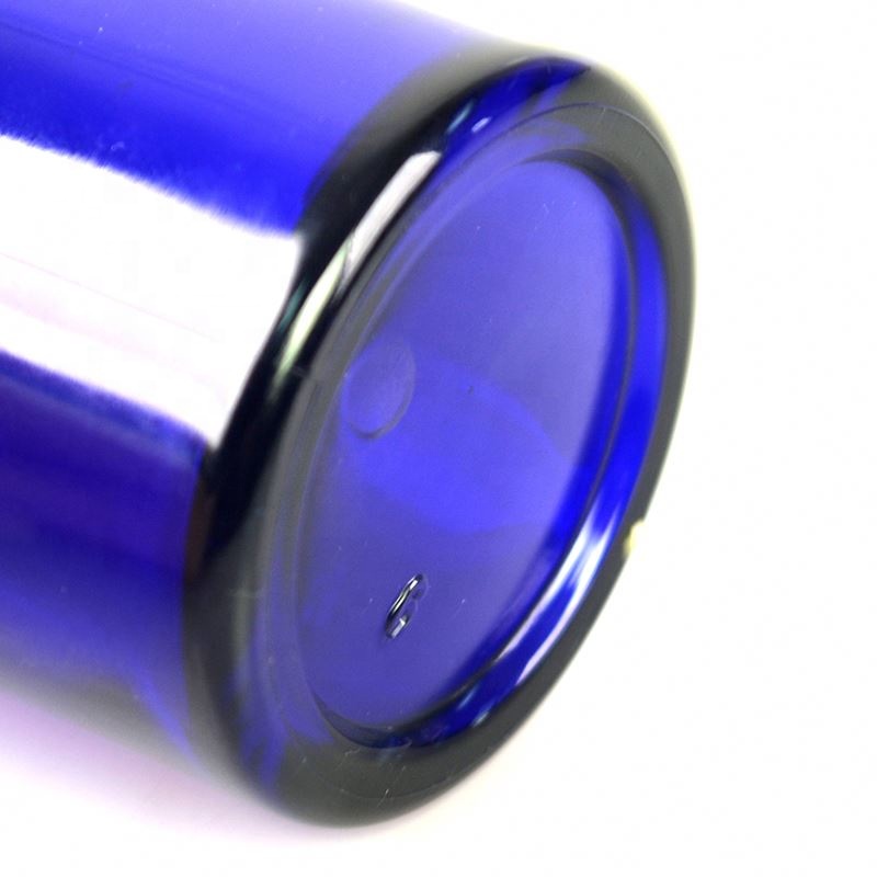 Natural glass material blue color Latest Design Blue Cosmetic pump bottle