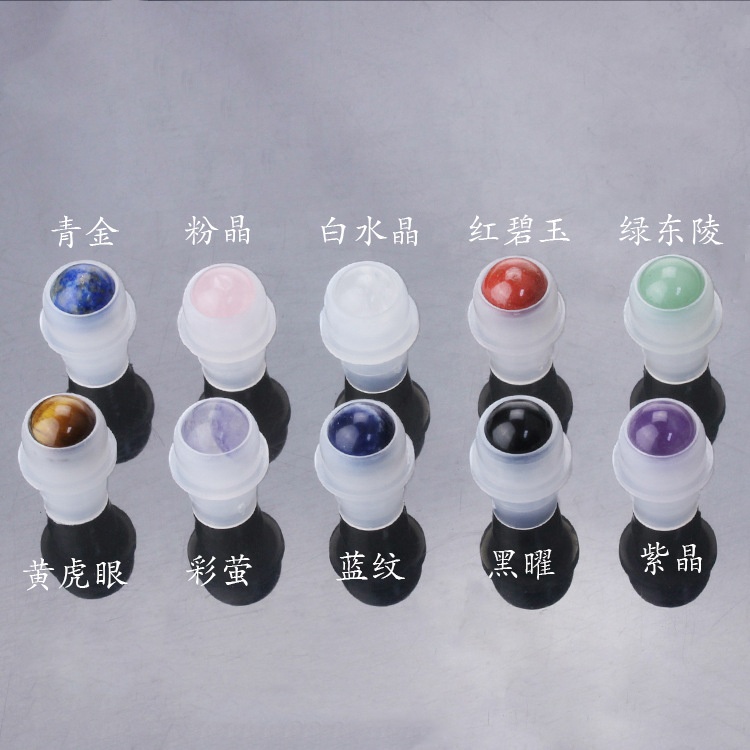 Natural perfume essential oil 10ml gemstone roller crystal glass roll on bottle with bamboo cap