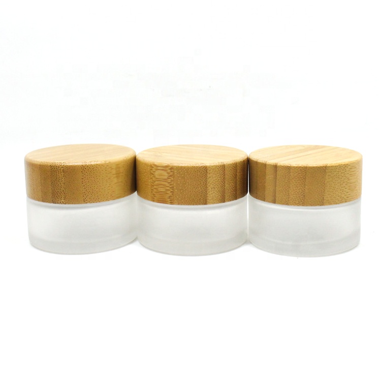 Natural products 30g 50g 100g clear bamboo lid small glass jars for cosmetic packaging with screw lid