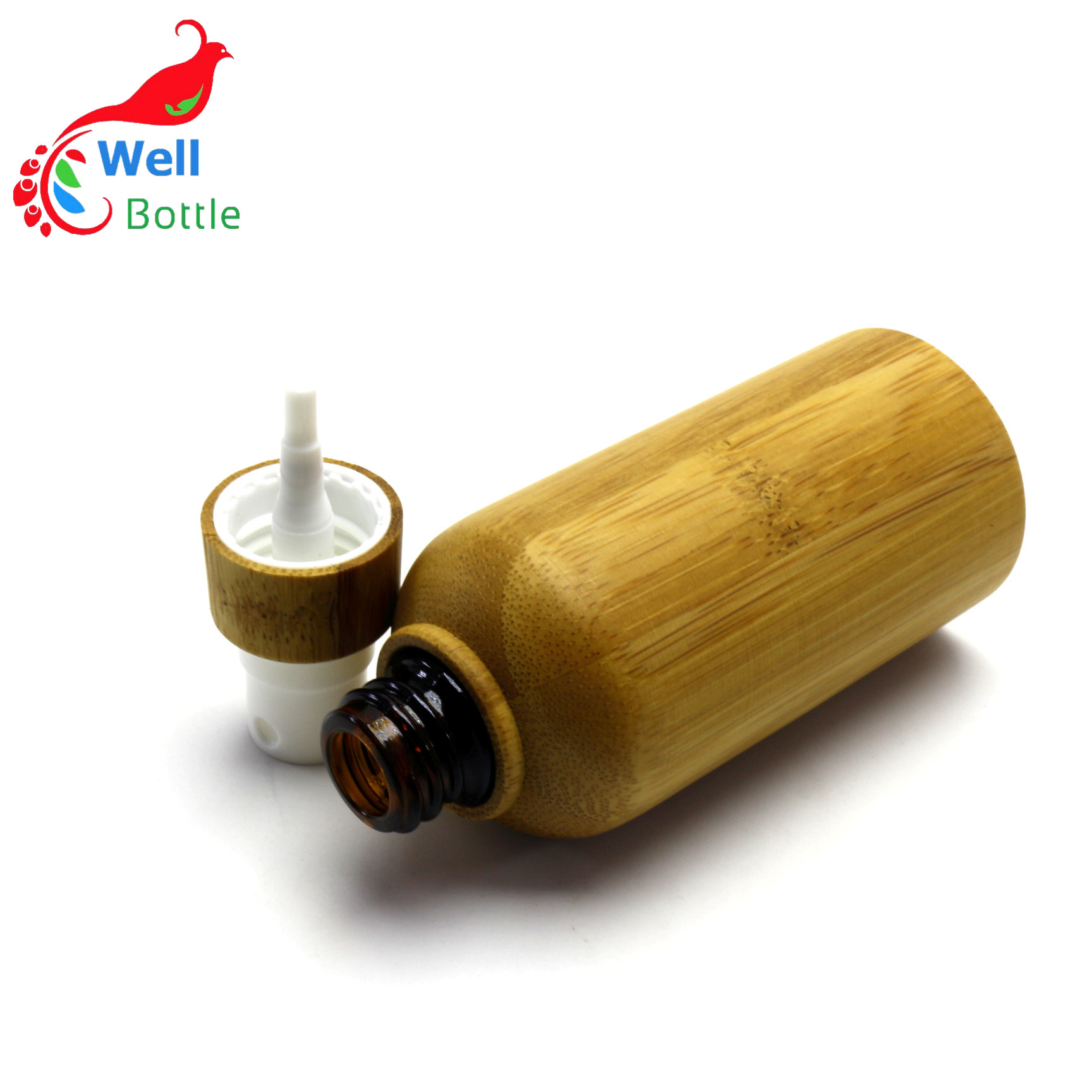 Natural round spray bottle with bamboo lid Spray-011RL