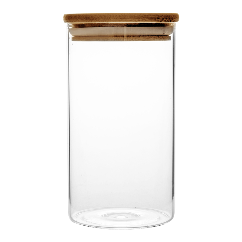 Natural wood screw top frosted glass bamboo lid jar cosmetic GSJ-14S