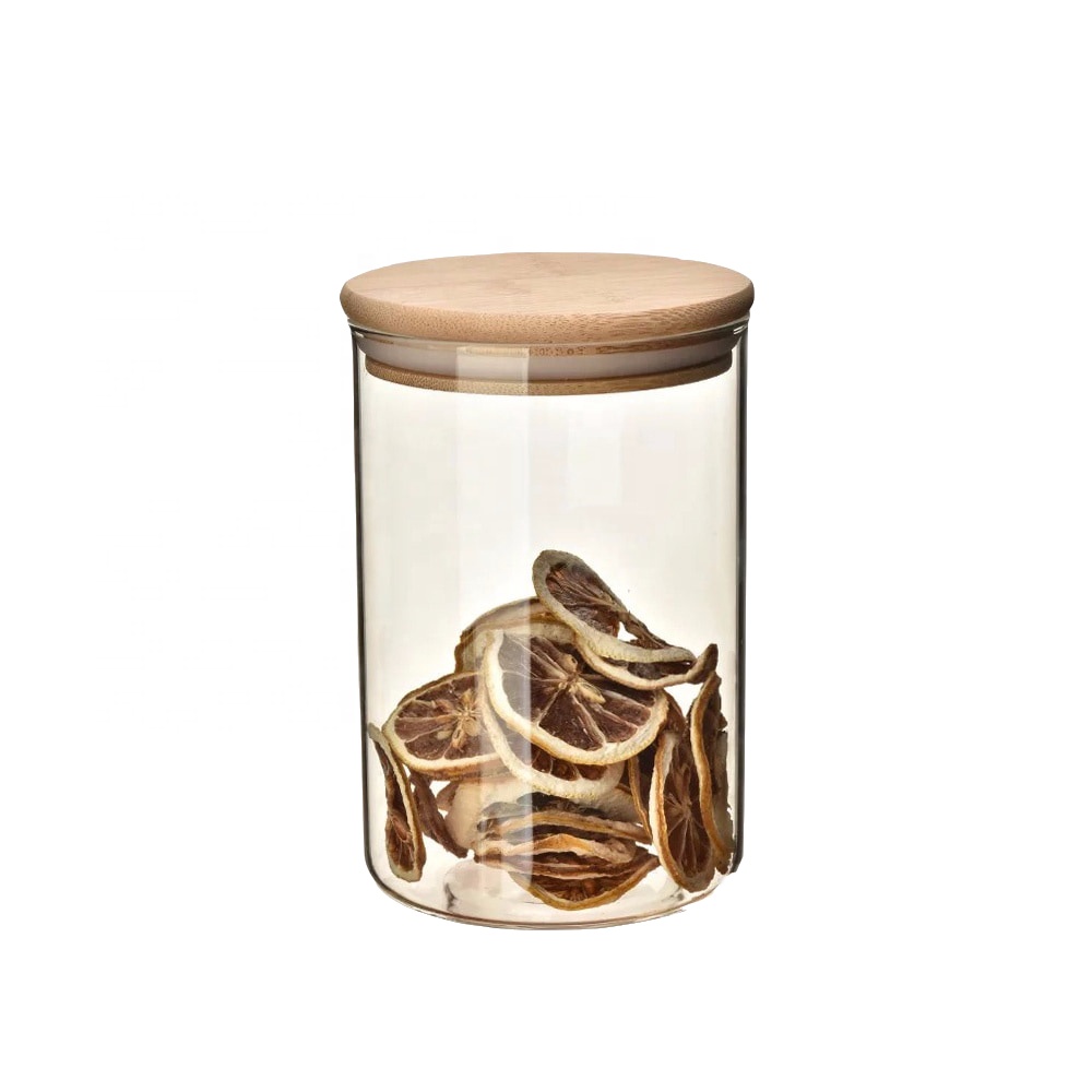 Natural wood screw top frosted glass bamboo lid jar cosmetic GSJ-14S