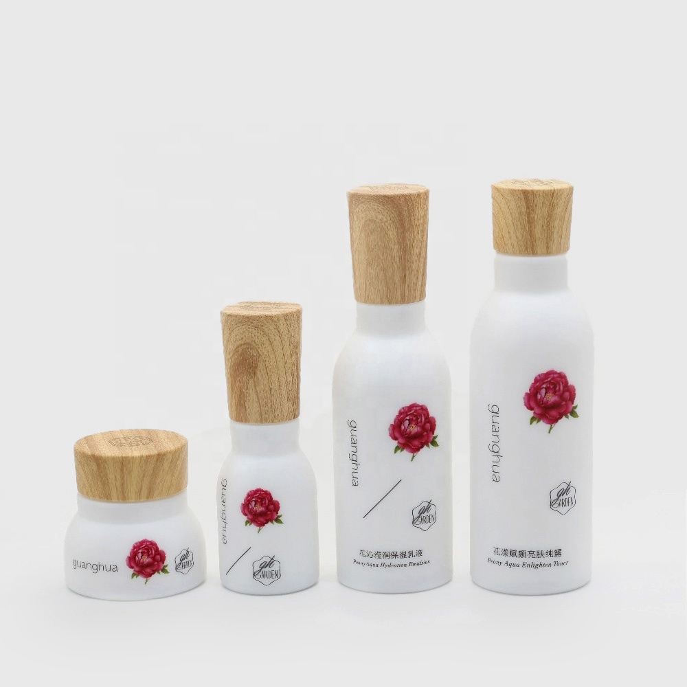 Nature Range 100ml White Opal Glass Bottle for Skincare Cosmetic Lotion Shampoo