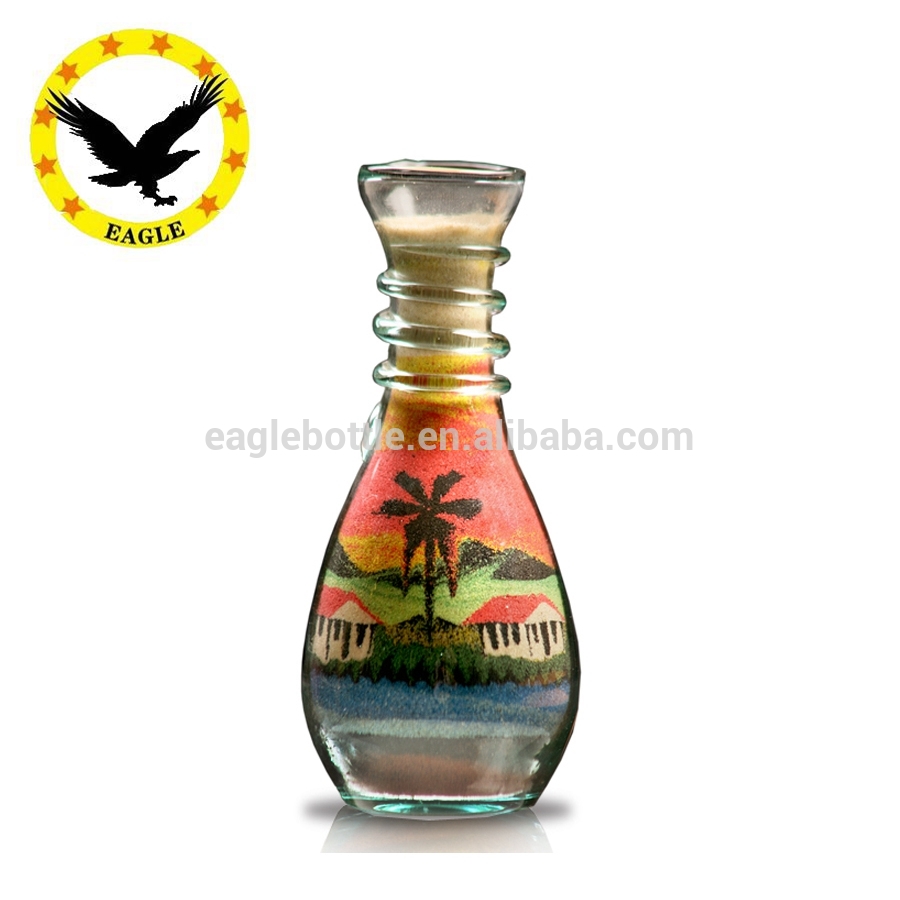 Nature Theme Glass Sand Art Bottle/Custom Sand Painting Art Bottle