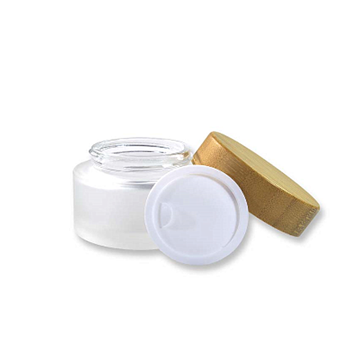 Nature Wooden Screw Cap Bamboo Glass Jar and Bottle for Cosmetic Packaging 15g 30g 30ml