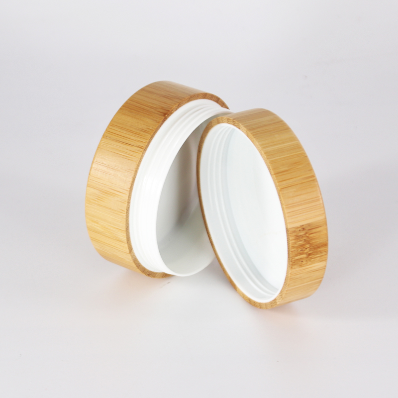 Nature bamboo full covered plastic liner cosmetic jar 30g 50g for makeup packaging