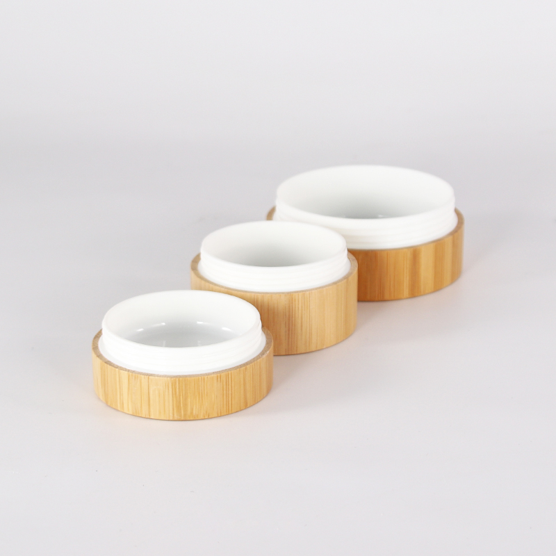 Nature bamboo full covered plastic liner cosmetic jar 30g 50g for makeup packaging