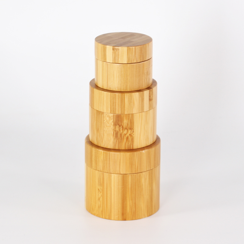 Nature bamboo full covered plastic liner cosmetic jar 30g 50g for makeup packaging