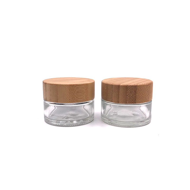 Nature bamboo lid 15g 20g 30g 50g 100g face eyes cream jar empty glass cosmetic package container cream