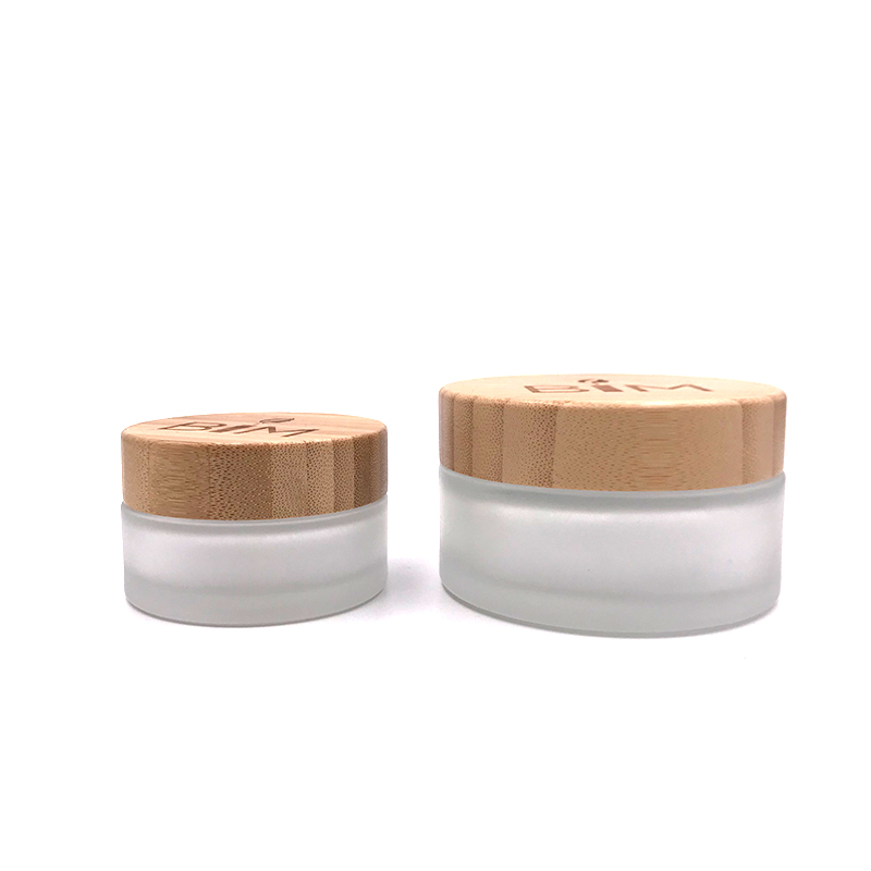 Nature bamboo lid 15g 20g 30g 50g 100g face eyes cream jar empty glass cosmetic package container cream