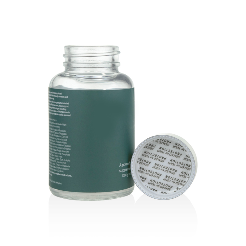 NeNew design factory design 30ml 50ml 100ml luxury clear glass pill bottle with aluminum lid
