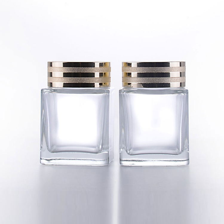 New 100g square wide mouth glass cream jar with UV cap