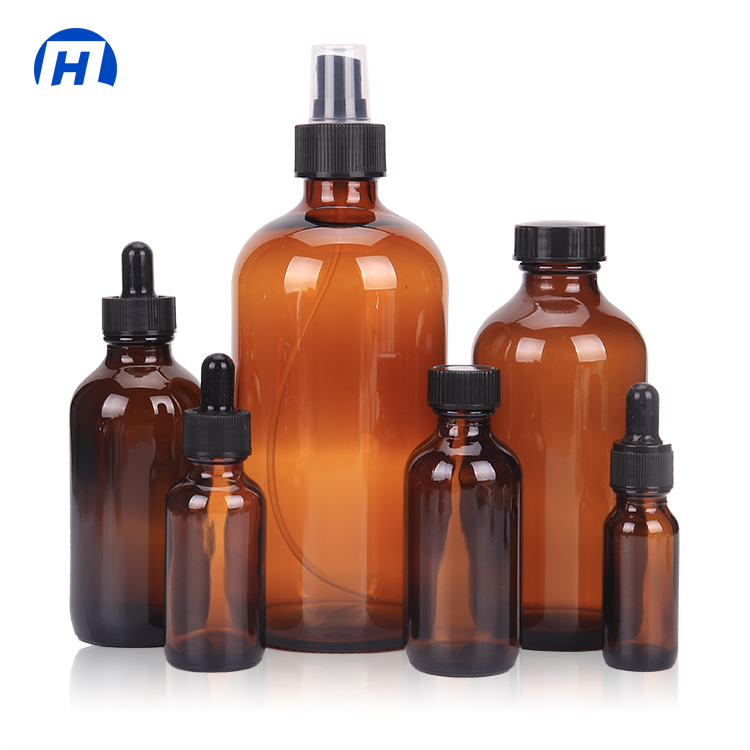 New 100ml 120ml Brown Glass Boston Essential Oil Dropper Bottle with Screw cap