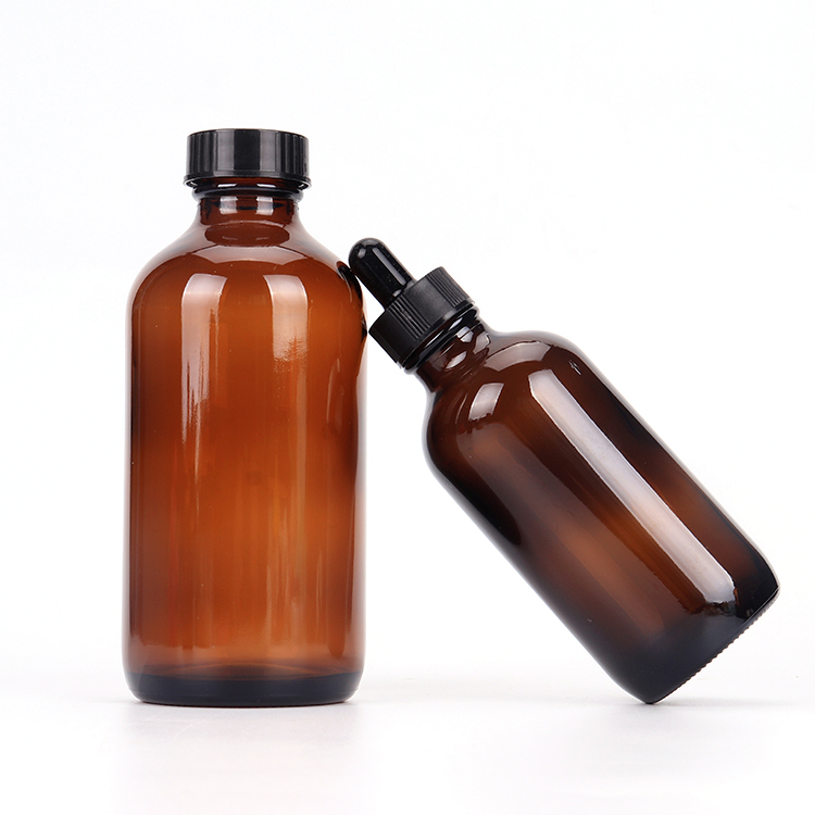 New 100ml 120ml Brown Glass Boston Essential Oil Dropper Bottle with Screw cap