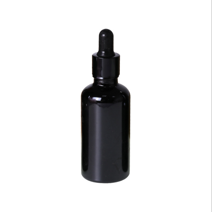 New 10ml 15ml 30ml 100ml black glass liquid essential oil bottle with 18 screw neck black glass dropper bottle for skin care