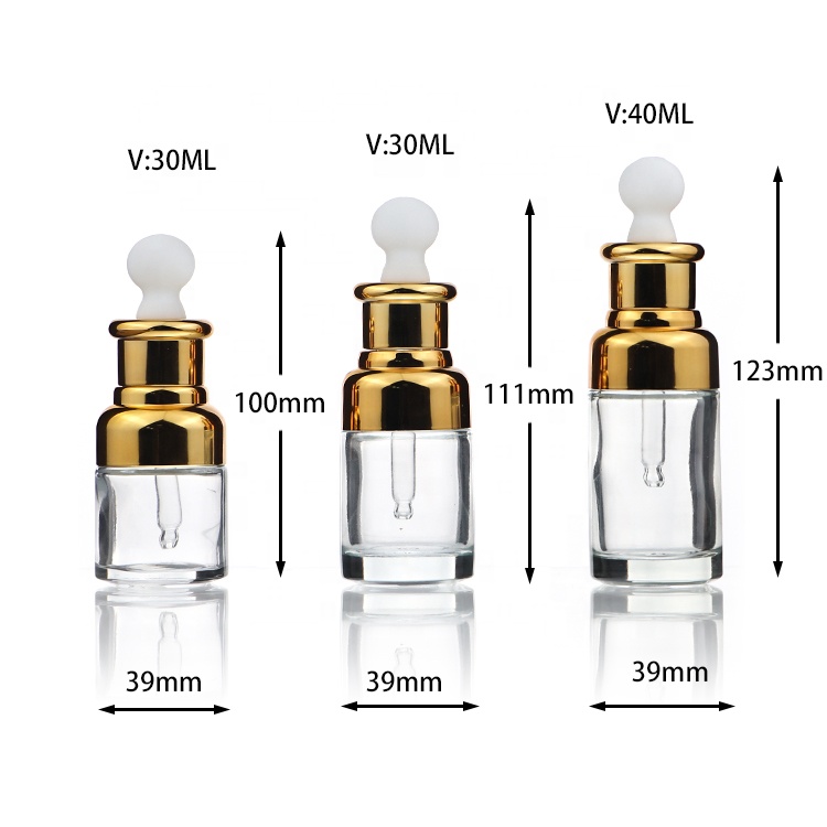 New 15 20 30 50 100 Grams 1 Oz Clear Luxury Skin Care Skincare Cosmetics 30g Glass Dropper Bottles For Essential Oil