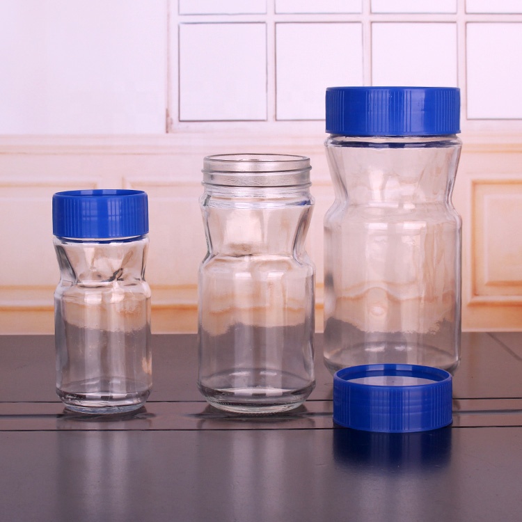 New 200ml 400ml 800ml round coffee glass jar with plastic lid