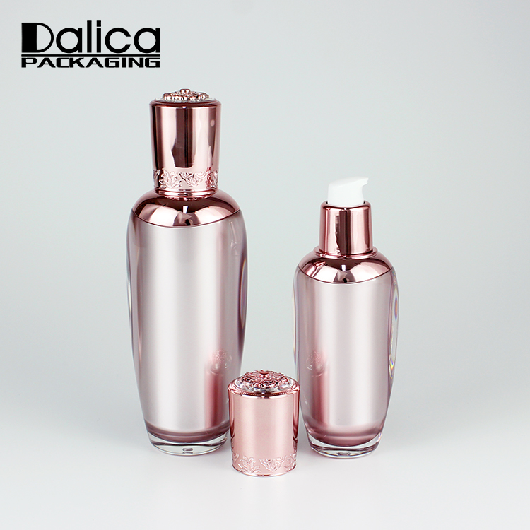 New 2019 luxury brown serum lotion bottle and amber cream jar set