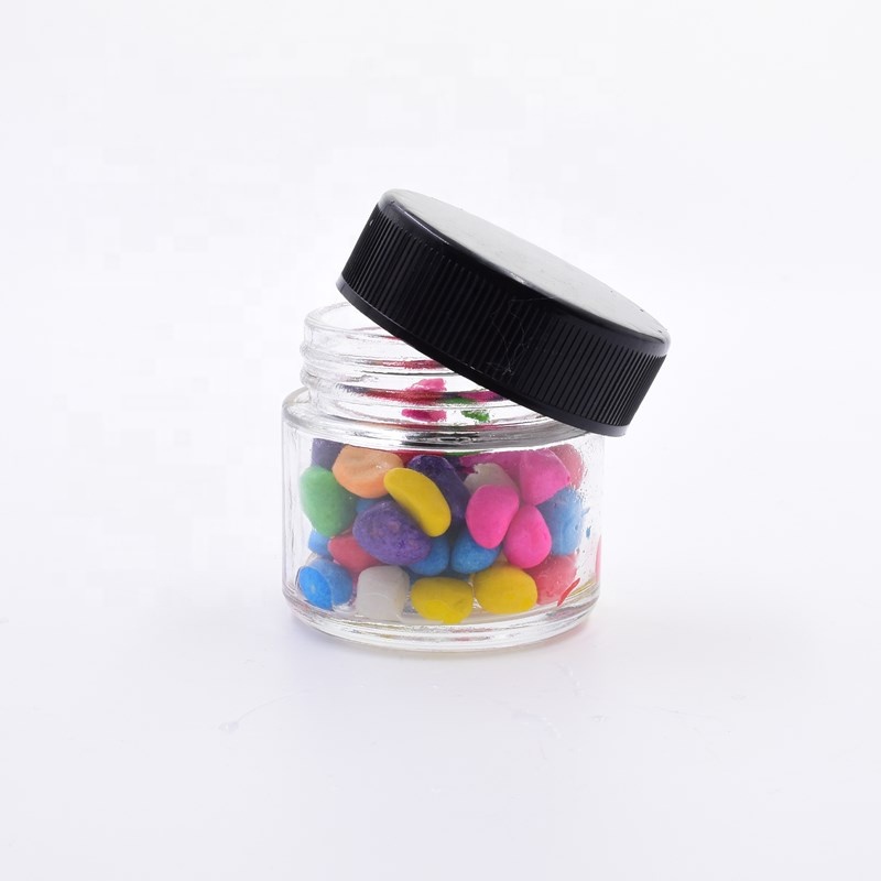 New 2oz 60ml clear round hemp jars airtight cosmetics containers flower packaging cbd child proof lid child resistant glass jar