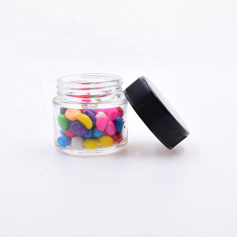 New 2oz 60ml clear round hemp jars airtight cosmetics containers flower packaging cbd child proof lid child resistant glass jar