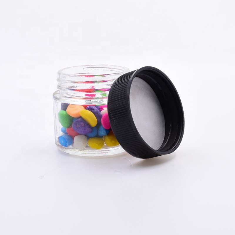 New 2oz 60ml clear round hemp jars airtight cosmetics containers flower packaging cbd child proof lid child resistant glass jar