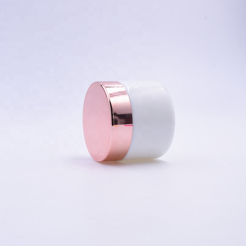 New 30 ml white raw material personal skin care face cream cosmetic packing glass jar with black screw plastic smooth lid