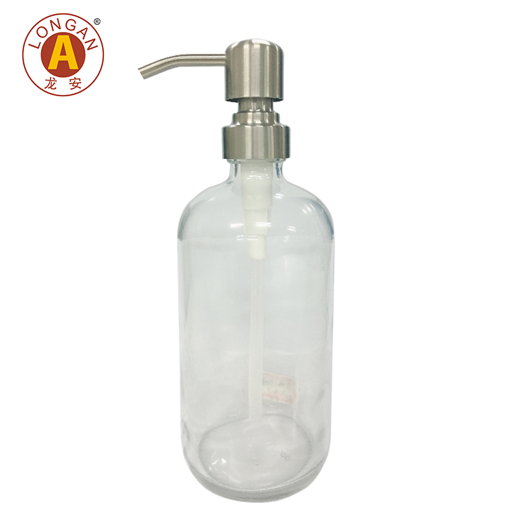 New 304 Stainless Steel Liquid soap Lotion Pump With Glass Bottle 350ML Soap Bottle Manufactory Factory From China